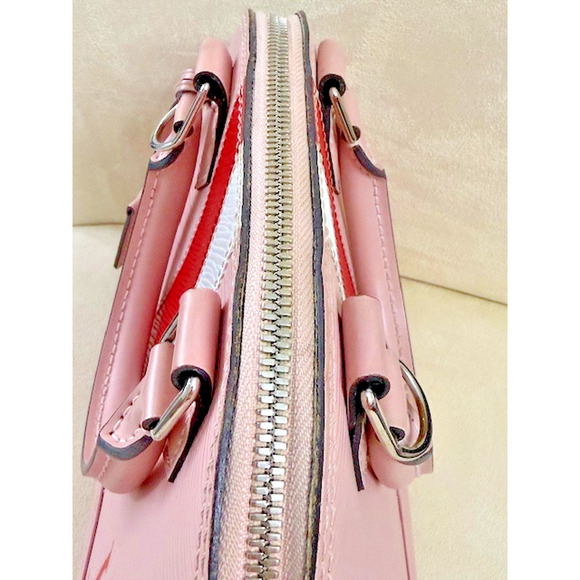 Louis Vuitton Alma BB Epi Leather Pink Silver Hardware Rose Red Stripe Hand Bag - Picture 16 of 16